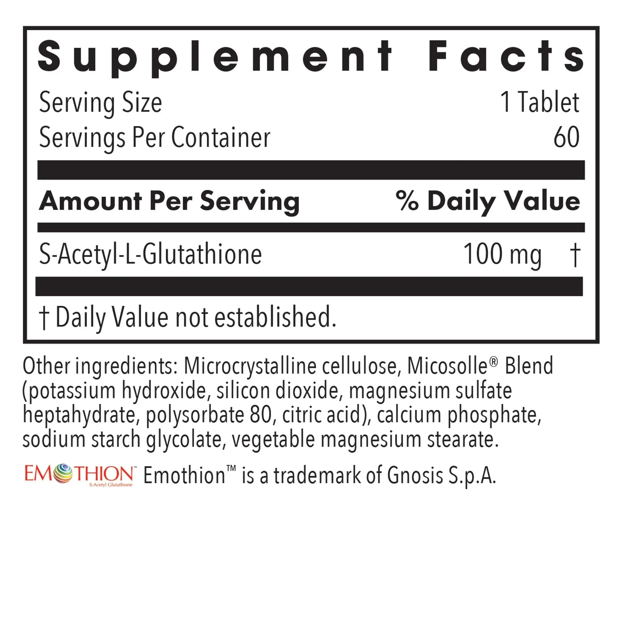 Acetyl-Glutathione 100 mg - 60 tablets - Image 2