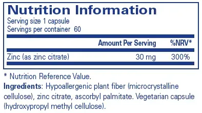 Zinc (citrate) - 60 capsules - Image 2